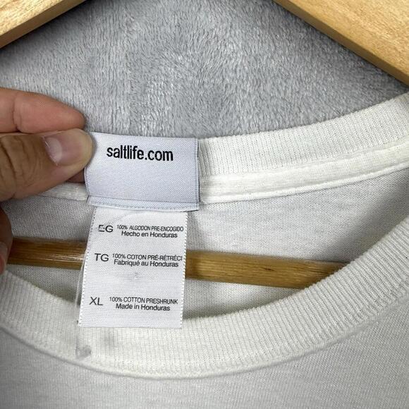 Salt Life “Shut Up N Reel” Graphic Pocket T-Shirt Men’s XL White Fishing Tee Y2K - Picture 6 of 10